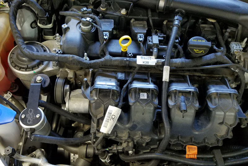 J&amp;L 13-19 Ford Fusion 2.0L EcoBoost Passenger Side Oil Separator 3.0 - Clear Anodized - GTR Auto