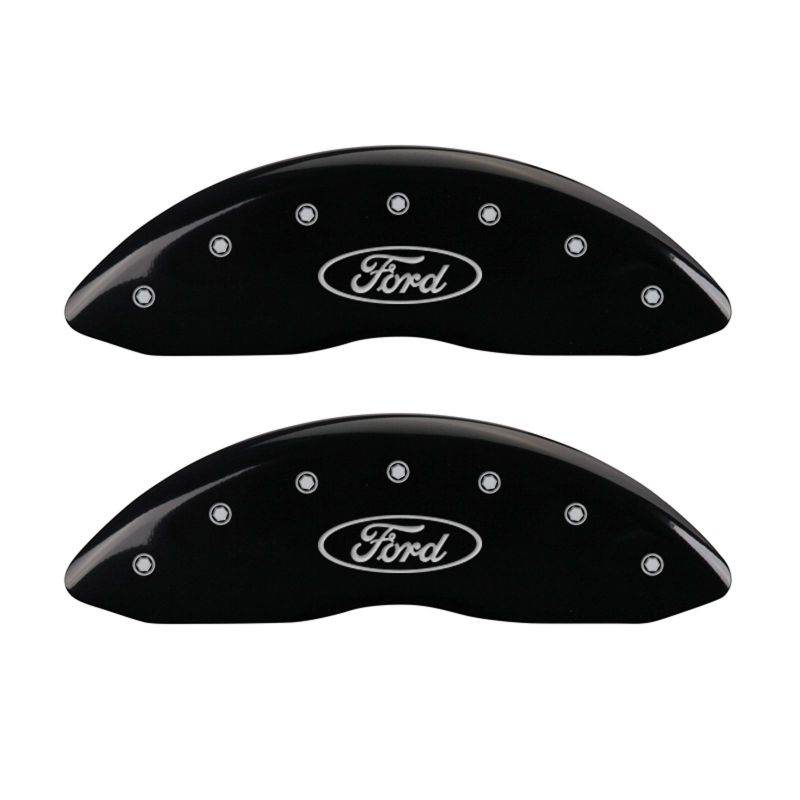 MGP 4 Caliper Covers Engraved Front & Rear Oval logo/Ford Black finish silver ch - GTR Auto