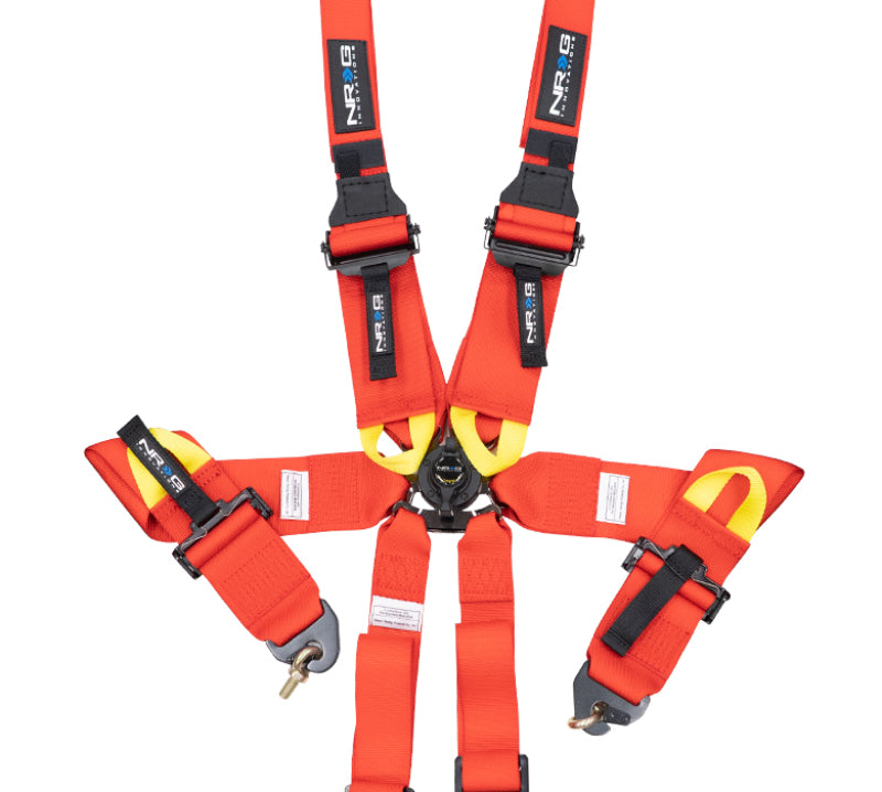 NRG FIA 6pt 2in. Shoulder Belt for HANS Device/ Rotary Cam Lock Buckle/ 3in. Waist Belt - Red - GTR Auto