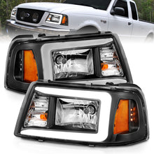 Load image into Gallery viewer, ANZO 2001-2011 Ford Ranger Crystal Headlights w/ Light Bar Black Housing - GTR Auto