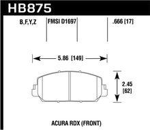 Load image into Gallery viewer, Hawk 14-17 Acura RDX/RLX HPS Street Front Brake Pads KHB875F.666
