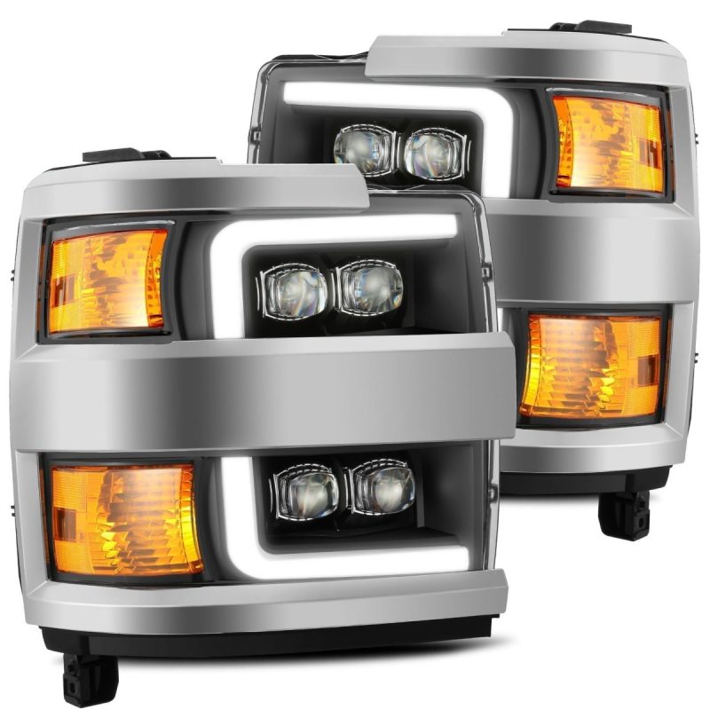 AlphaRex 15-18 Chevy 2500HD NOVA LED Proj Headlights Plank Style Black w/Activ Light/Seq Signal/DRL - GTR Auto
