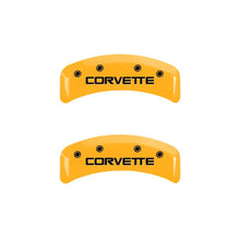 Load image into Gallery viewer, MGP 4 Caliper Covers Engraved F &amp; R C4/Corvette Yellow Finish Black Char 1988 Chevrolet Corvette - GTR Auto