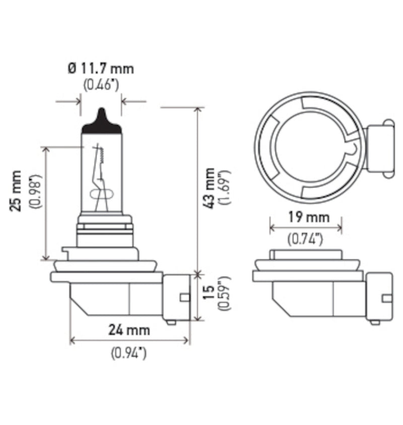 Hella Bulb H11 12V 55W PGJ19-2 T4 LONG LIFE - GTR Auto