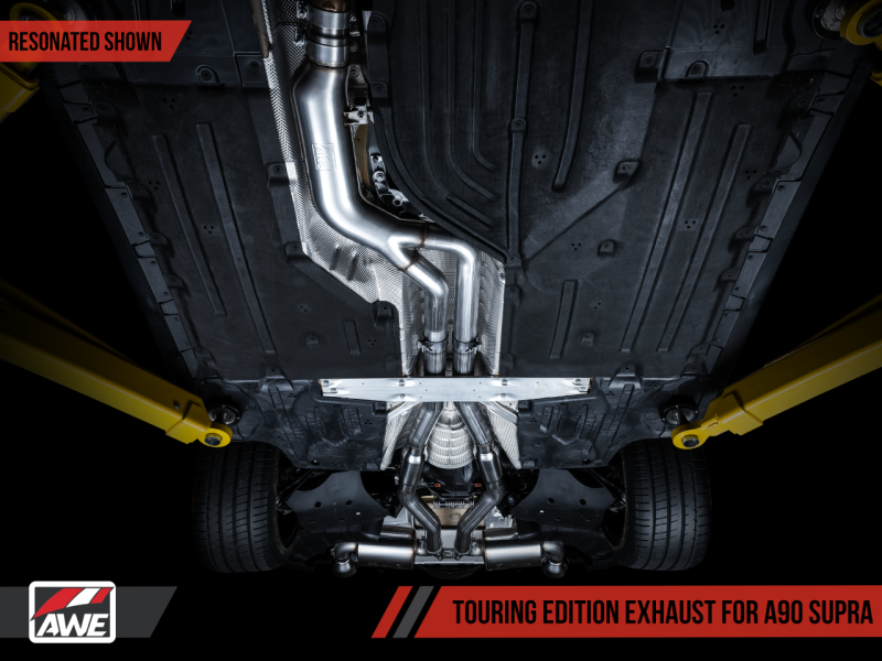 AWE 2020 Toyota Supra A90 Resonated Touring Edition Exhaust - 5in Chrome Silver Tips - GTR Auto