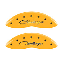 Load image into Gallery viewer, MGP 4 Caliper Covers Engraved Front &amp; Rear Cursive/Challenger Yellow finish black ch - GTR Auto