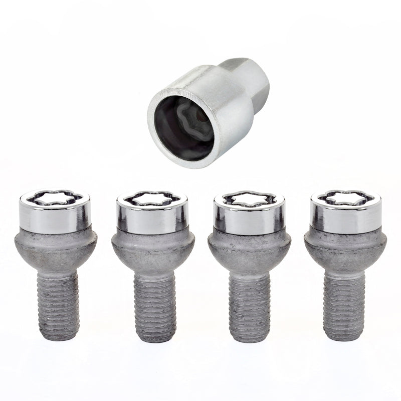 McGard Wheel Lock Bolt Set - 4pk. (Radius Seat) M12X1.5 / 17mm Hex / 20.6mm Shank Length - Chrome - GTR Auto
