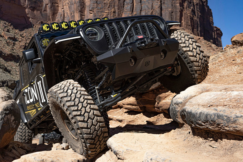 ICON 2018+ Jeep Wrangler JL / 2020+ Jeep Gladiator JT Pro Recessed Impact Front Bumper w/Bar & Tabs - GTR Auto