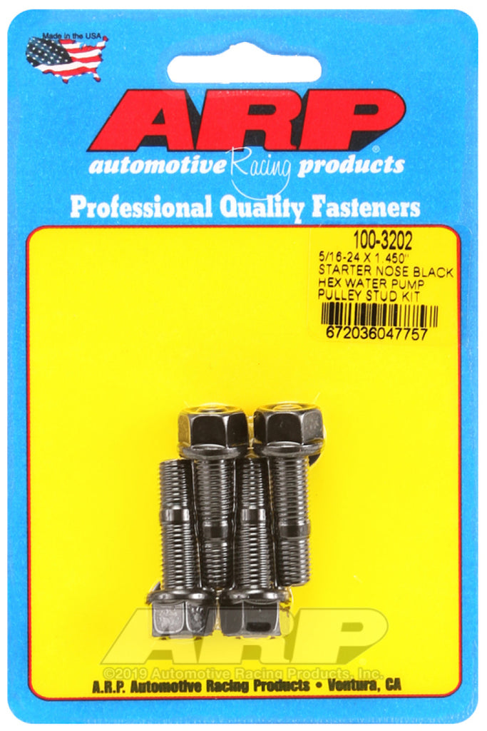 ARP 5/16-24 X 1.450 Starter Nose Black Hex Water Pump Pulley Stud Kit - GTR Auto