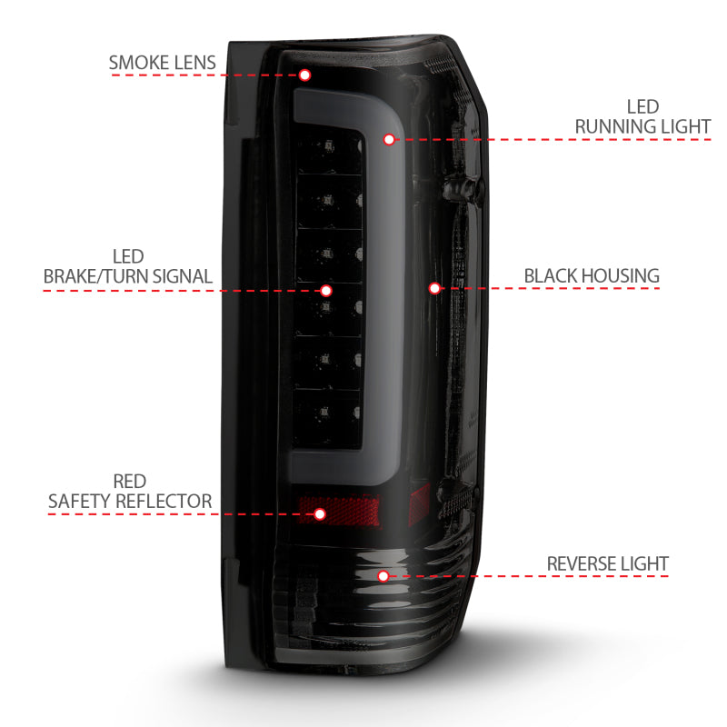 ANZO 1987-1996 Ford F-150 LED Taillights Black Housing Smoke Lens (Pair) - GTR Auto