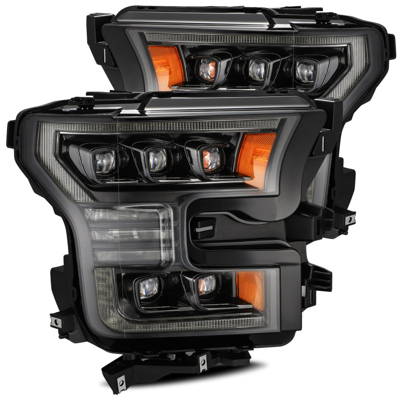 AlphaRex 17-20 Ford Raptor NOVA LED Proj Headlights Plank Style Alpha Black w/Activ Light/Seq Signal - GTR Auto