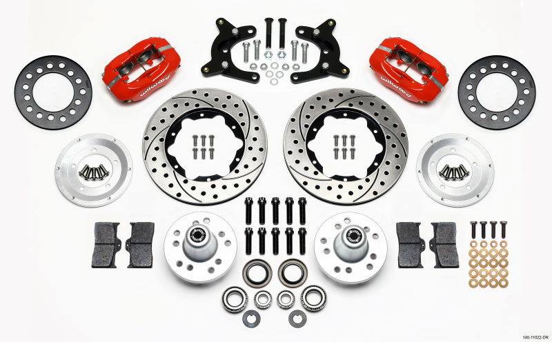 Wilwood Forged Dynalite Front Kit 11.00in Drilled Red 62-72 CDP A Body - 9in Drum - GTR Auto