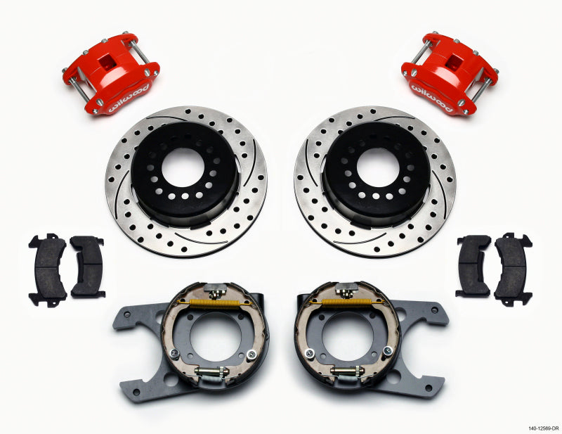Wilwood D154 P/S P-B Kit Drilled-Red Chevy C-10 2.42 Offset 5-lug - GTR Auto