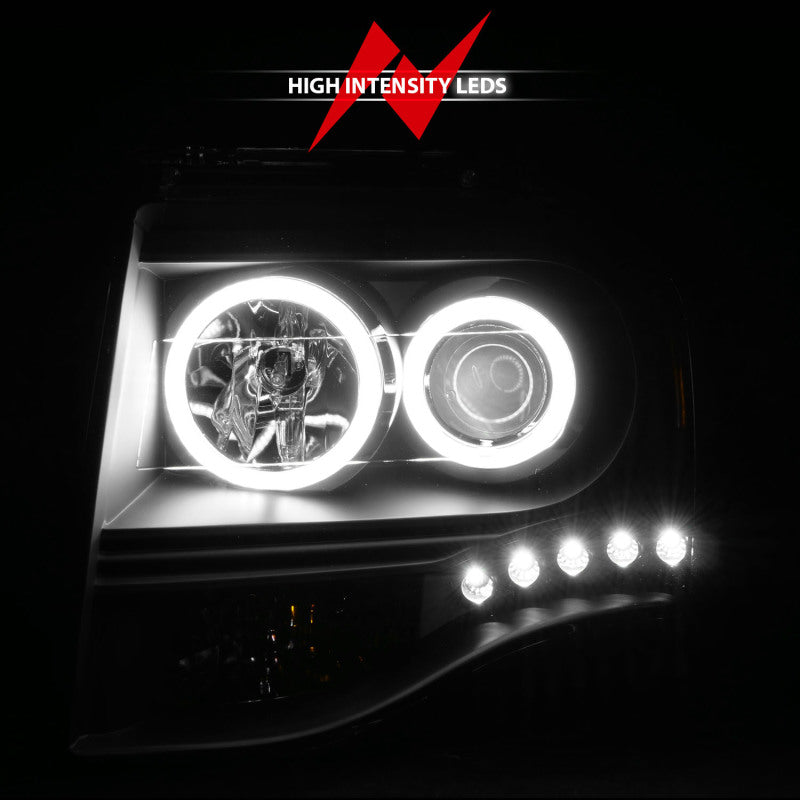 ANZO 2007-2014 Ford Expedition Projector Headlights w/ Halo Black - GTR Auto