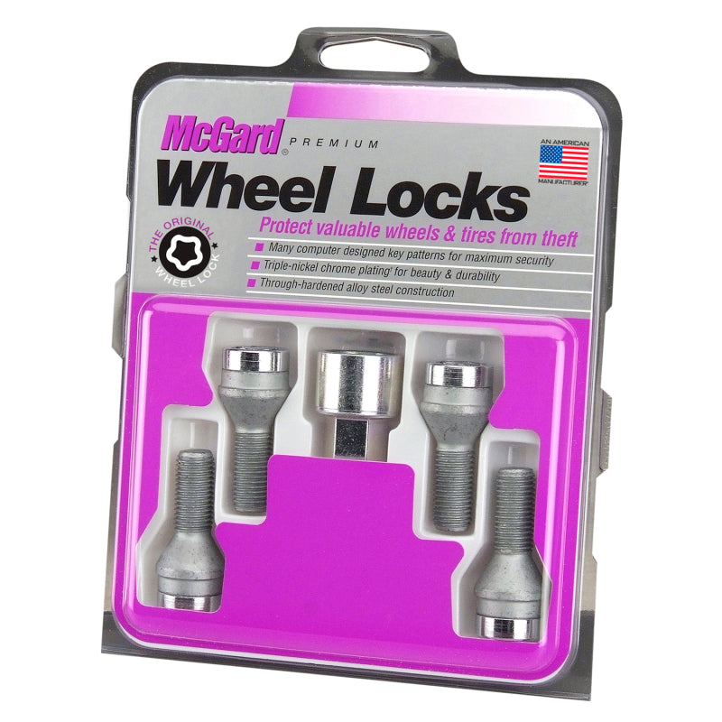 McGard Wheel Lock Bolt Set - 4pk. (Cone Seat) M12X1.5 / 21mm Hex / 18.2mm Shank Length - Chrome - GTR Auto