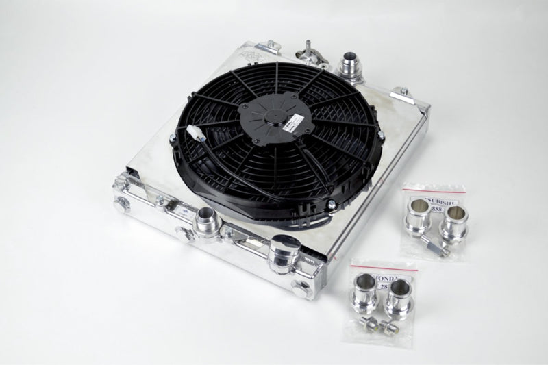 CSF Universal Half Radiator w/-16AN & Slip-On Fittings/12in SPAL Fan & Shroud - GTR Auto
