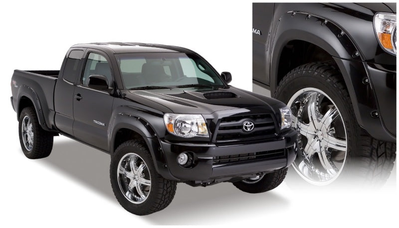 Bushwacker 05-11 Toyota Tacoma Fleetside Pocket Style Flares 4pc 73.5in Bed - Black - GTR Auto