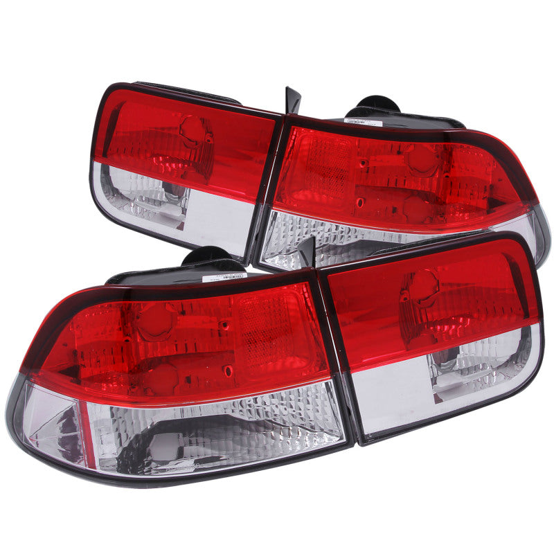 ANZO 1996-2000 Honda Civic Taillights Red/Clear - GTR Auto