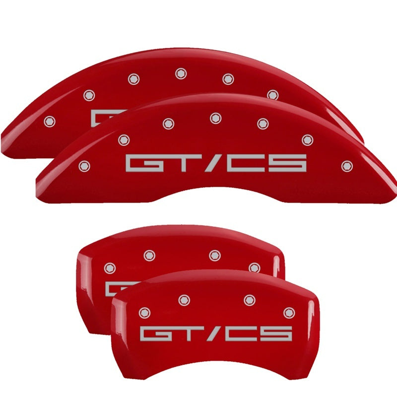 MGP 4 Caliper Covers Engraved 15-21 Ford Mustang GT/CS Front & Rear MGP Red finish silver ch - GTR Auto