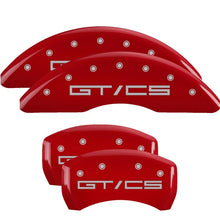 Load image into Gallery viewer, MGP 4 Caliper Covers Engraved 15-21 Ford Mustang GT/CS Front &amp; Rear MGP Red finish silver ch - GTR Auto