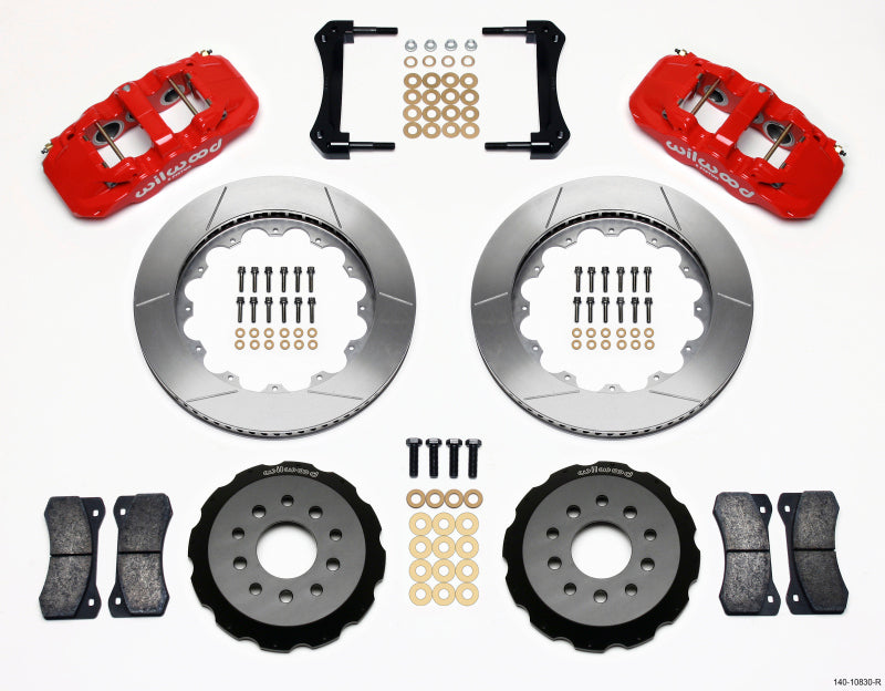 Wilwood AERO6 Front Hat Kit 14.00 Red 2005-2014 Mustang - GTR Auto