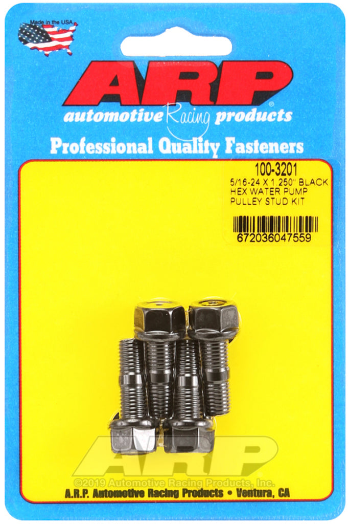 ARP 5/16-24 X 1.250 Black Hex Water Pump Pulley Stud Kit - GTR Auto