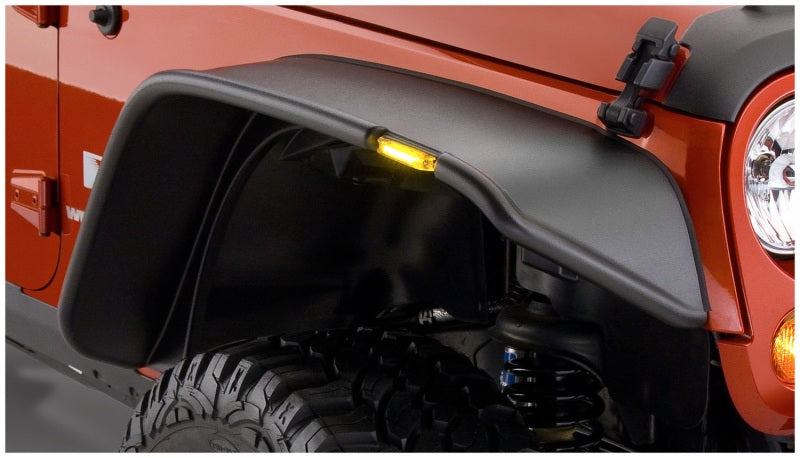 Bushwacker 07-18 Jeep Wrangler Unlimited Flat Style Flares 4pc 4-Door Sport Utility Only - Black - GTR Auto