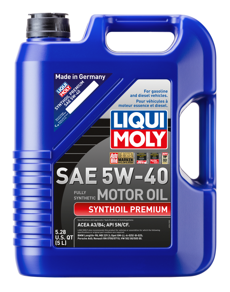 LIQUI MOLY 5L Synthoil Premium Motor Oil SAE 5W40 - GTR Auto