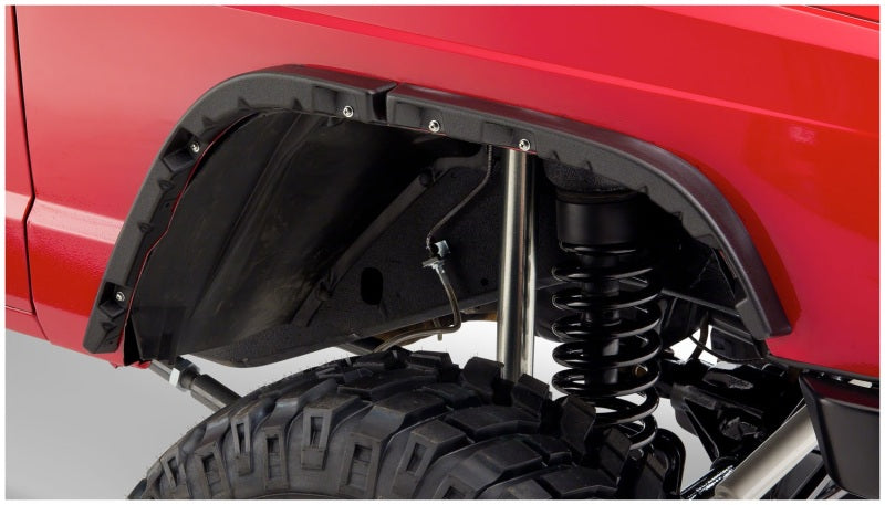 Bushwacker 84-01 Jeep Cherokee Flat Style Flares 4pc - Black - GTR Auto