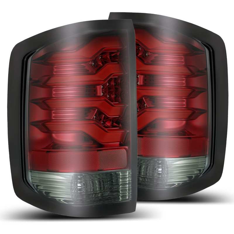 AlphaRex 14-18 Chevrolet Silverado 1500 PRO-Series LED Tail Lights Red Smoke - GTR Auto