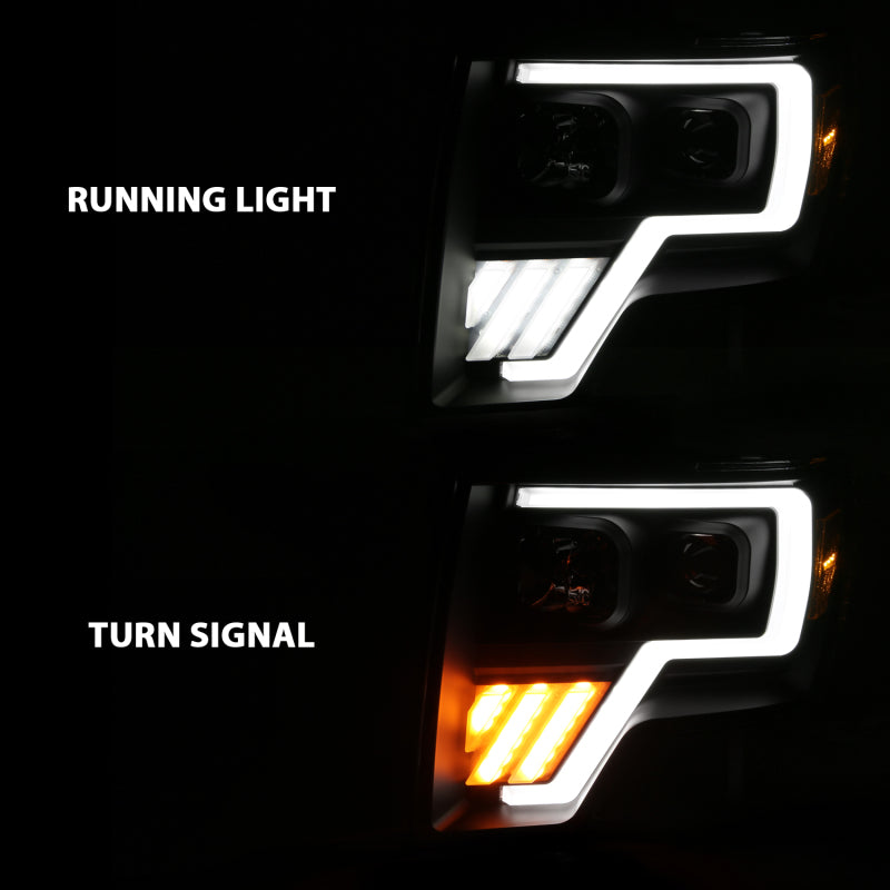 ANZO 2009-2013 Ford F-150 Projector Light Bar G4 Switchback Headlights Black Amber - GTR Auto