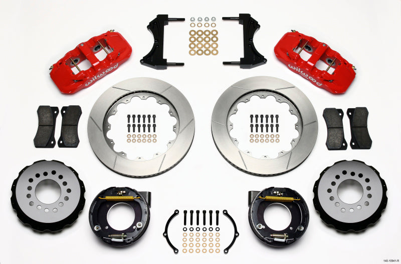 Wilwood AERO4 Rear P-Brake Kit 14.00in Red Chevy C-10 2.42 Offset 5-lug - GTR Auto