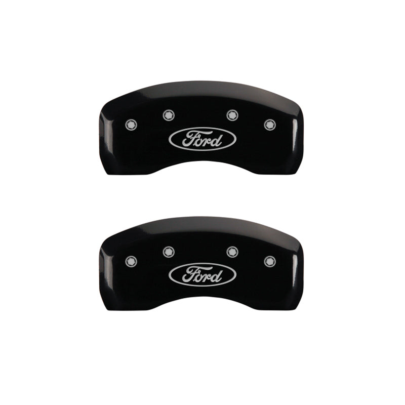 MGP 4 Caliper Covers Engraved Front & Rear Oval logo/Ford Black finish silver ch - GTR Auto