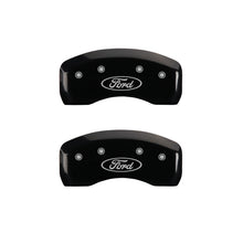 Load image into Gallery viewer, MGP 4 Caliper Covers Engraved Front &amp; Rear Oval logo/Ford Black finish silver ch - GTR Auto