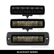 Load image into Gallery viewer, Go Rhino Xplor Blackout Series Sixline LED Flood Light Kit (Surface/Threaded Stud Mnt) - Blk (Pair)