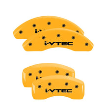 Load image into Gallery viewer, MGP 4 Caliper Covers Engraved Front &amp; Rear Pontiac Yellow Finish Black Char 2007 Pontiac Solstice 18030SPOPYL