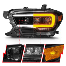 Load image into Gallery viewer, ANZO 16-22 Toyota Tacoma SR/SR5 ONLY Full LED Proj Headlights w/Light Bar Seq. Blk w/Initiation Lgt - GTR Auto