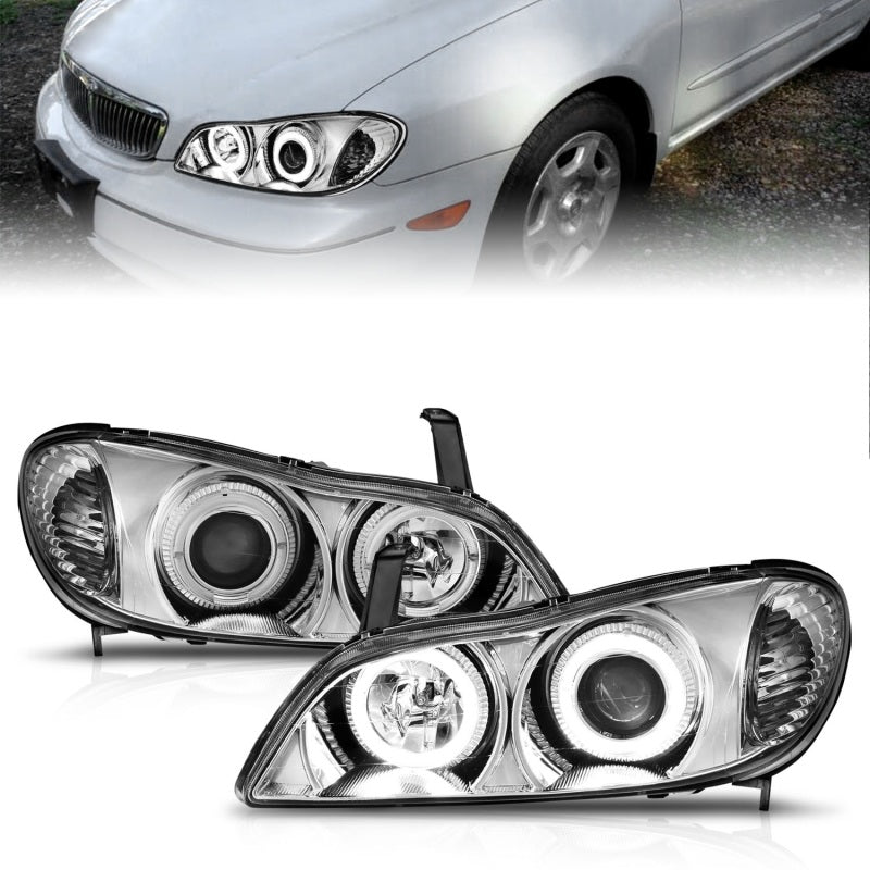 ANZO 2000-2004 Infiniti I30 Projector Headlights w/ Halo Chrome - GTR Auto