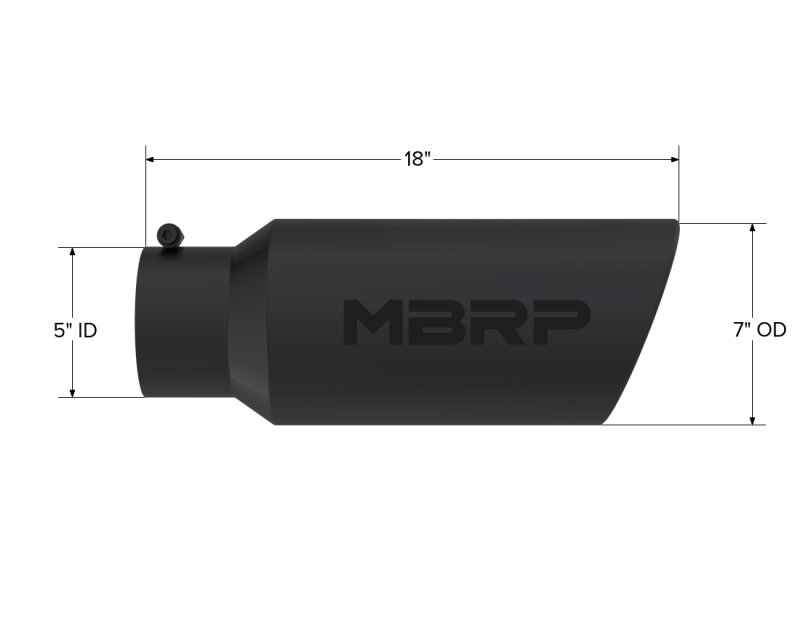 MBRP Universal Tip 7in O.D. Rolled End 5in inlet 18in length Black - GTR Auto