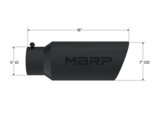 Load image into Gallery viewer, MBRP Universal Tip 7in O.D. Rolled End 5in inlet 18in length Black - GTR Auto