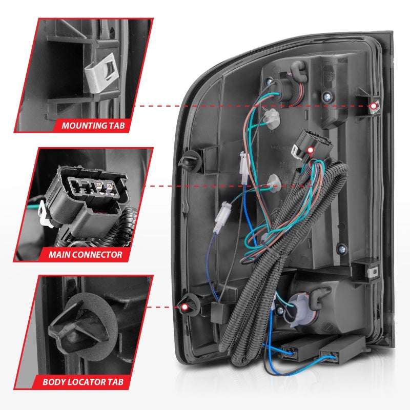 ANZO 2007-2013 Chevrolet Silverado1500/ 2500/ 3500 LED Tail Lights w/ Light Bar Black Housing Smoke - GTR Auto