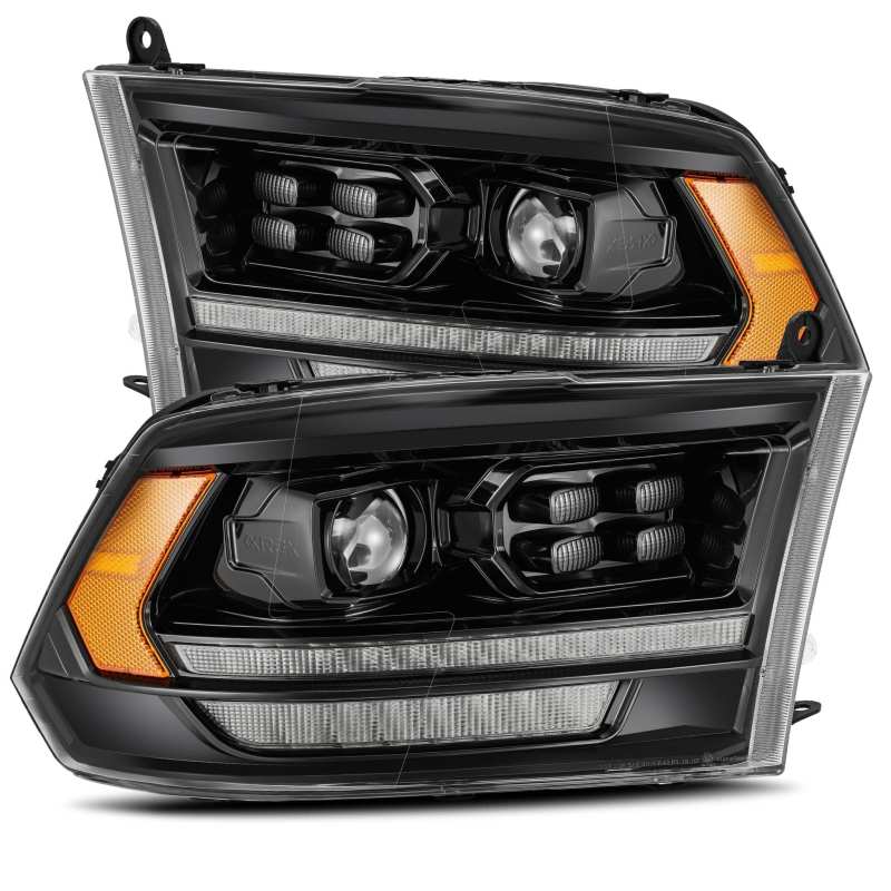 AlphaRex 09-18 Dodge Ram 1500HD PRO-Series Proj Headlights Plank Style Alpha Black w/Seq Signal/DRL - GTR Auto