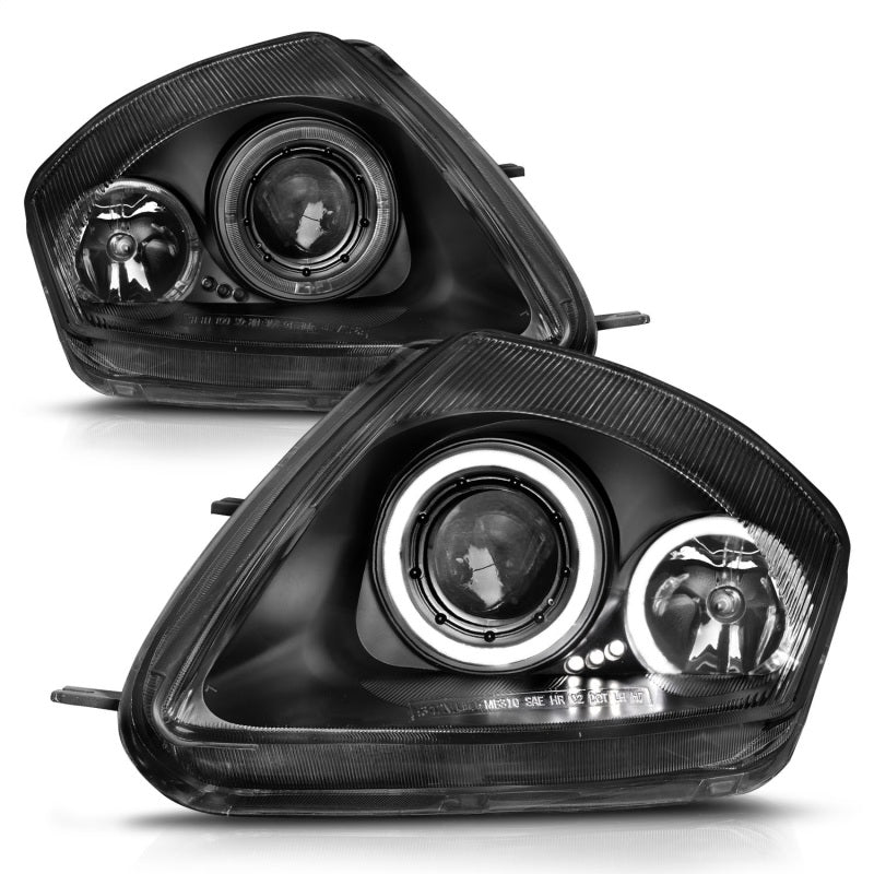 ANZO 2000-2005 Mitsubishi Eclipse Projector Headlights w/ Halo Black - GTR Auto