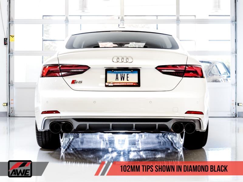 AWE Tuning Audi B9 S5 Sportback SwitchPath Exhaust - Non-Resonated (Black 102mm Tips) - GTR Auto