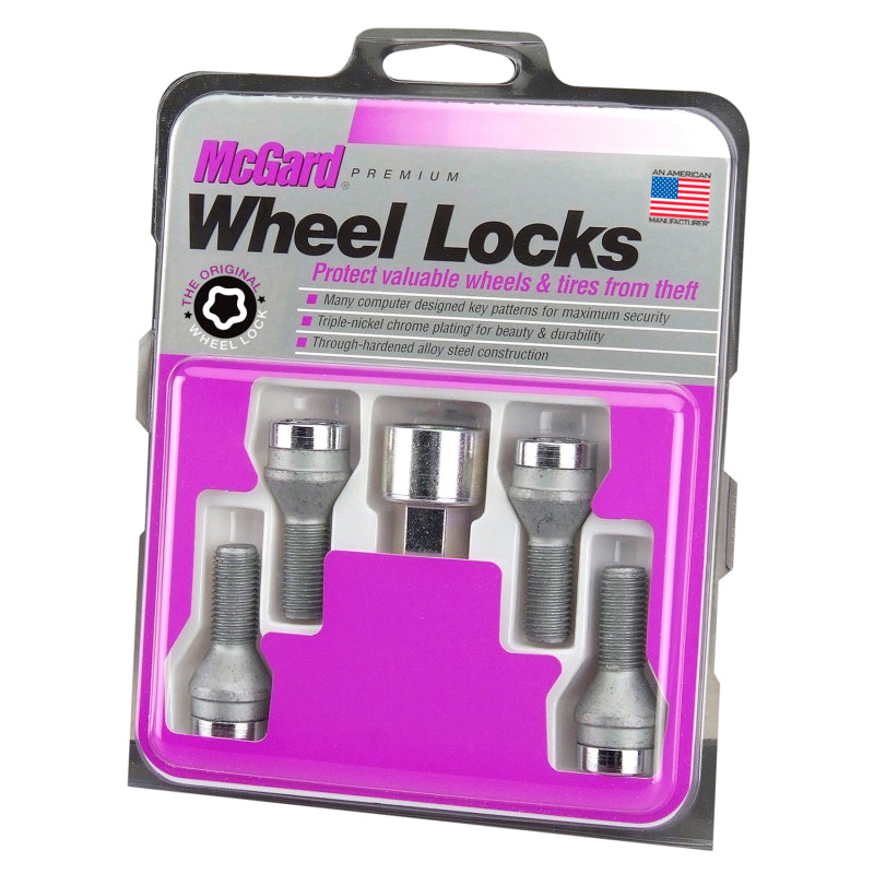 McGard Wheel Lock Bolt Set - 4pk. (Cone Seat) M12X1.25 / 19mm Hex / 25.6mm Shank Length - Chrome - GTR Auto