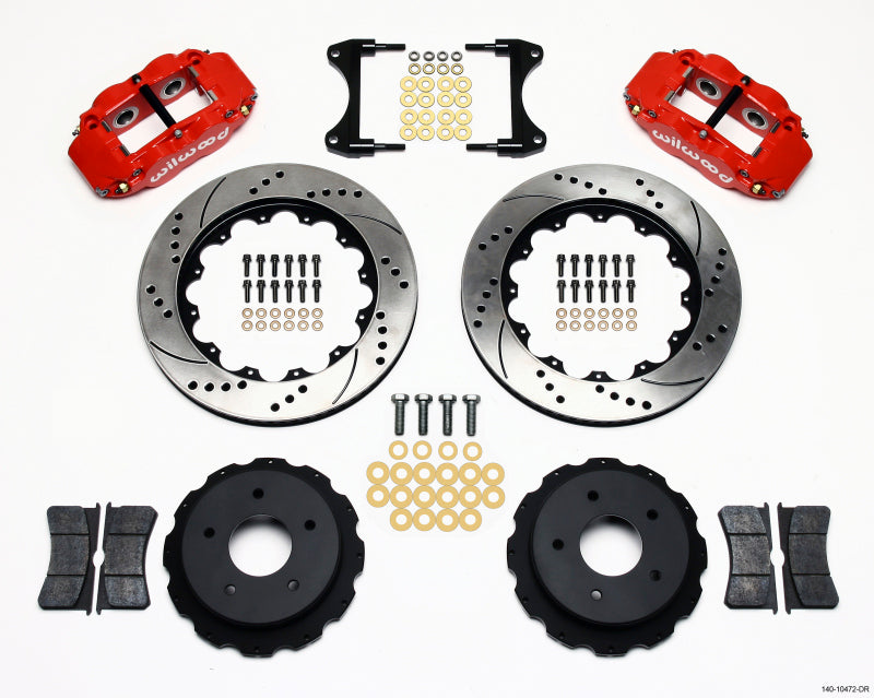 Wilwood Narrow Superlite 4R Rear Kit 14.00in Drill Red 65-82 Corvette C2/C3 - GTR Auto