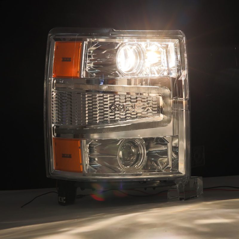 AlphaRex 14-15 Chevy 1500 PRO-Series Projector Headlights Chrome w/Sequential Signal &  DRL - GTR Auto