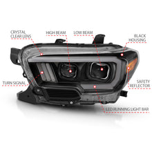 Load image into Gallery viewer, ANZO 2016-2017 Toyota Tacoma Projector Headlights w/ Plank Style Design Black/Amber w/ DRL - GTR Auto