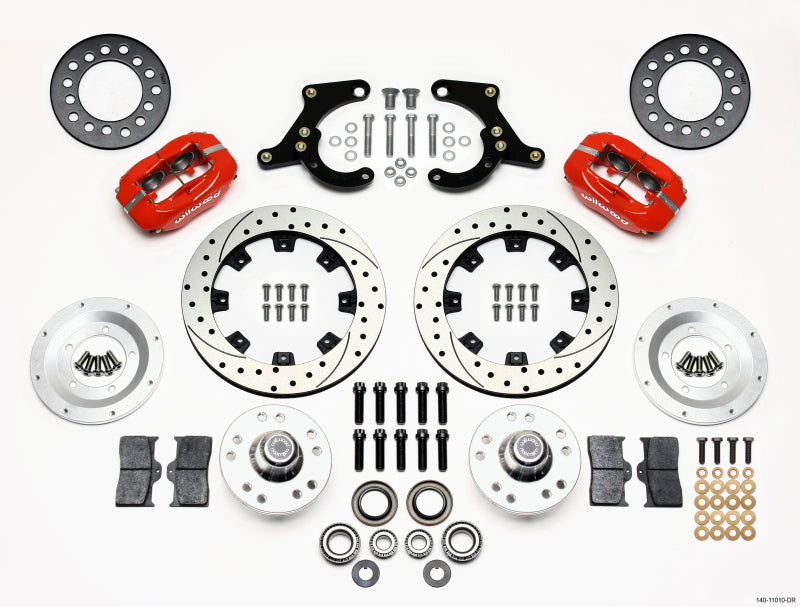 Wilwood Forged Dynalite Front Kit 11.75in Drilled Red 55-57 Chevy - GTR Auto