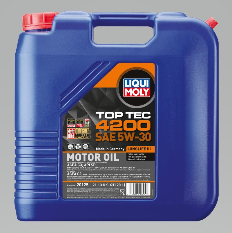 LIQUI MOLY 20L Top Tec 4200 New Generation Motor Oil SAE 5W30 - GTR Auto